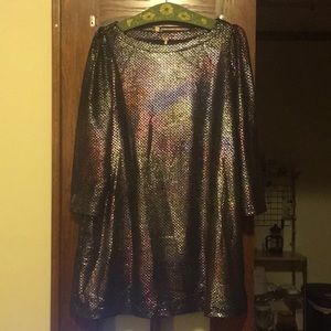 Free People 3/4 Sleeve Metallic Dress with Pockets
